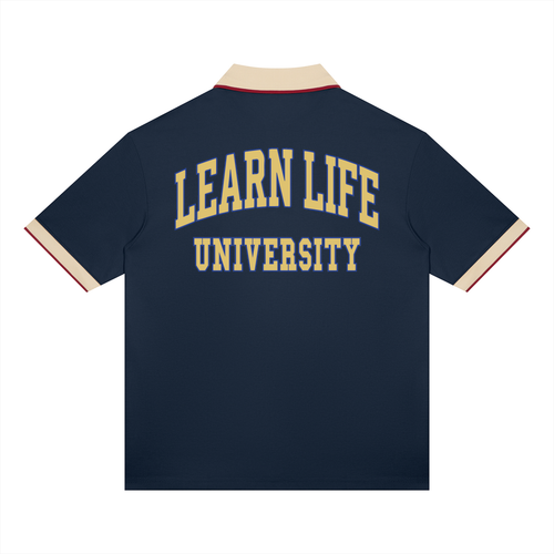 "LEARN LIFE" Color Block Polo Shirt