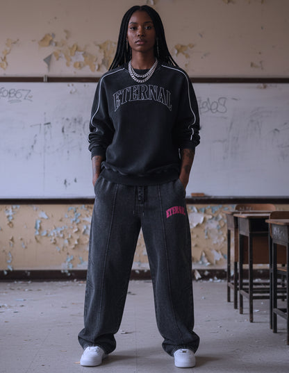 ETERNAL Mineral Wash Piping Raw Hem Sweatshirt