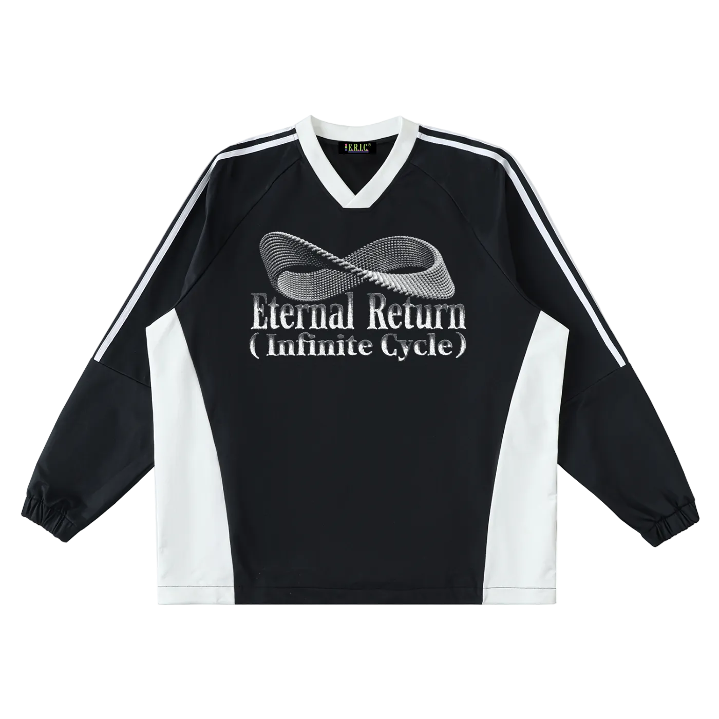 Black and white sports jersey with Eternal Return branding on a white background