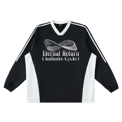 Black and white sports jersey with Eternal Return branding on a white background