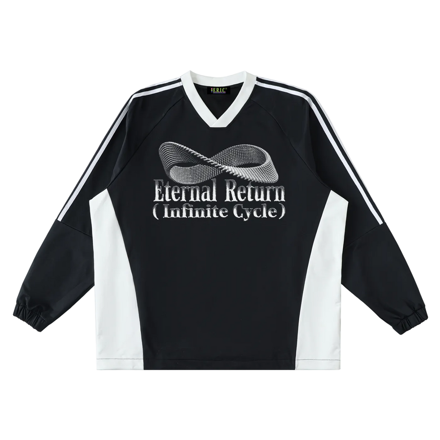 Black and white sports jersey with Eternal Return branding on a white background