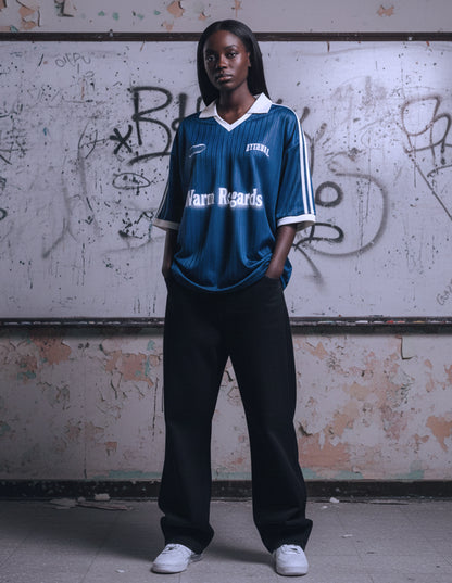 Warm Regards Contrast Collar Striped Soccer Jersey