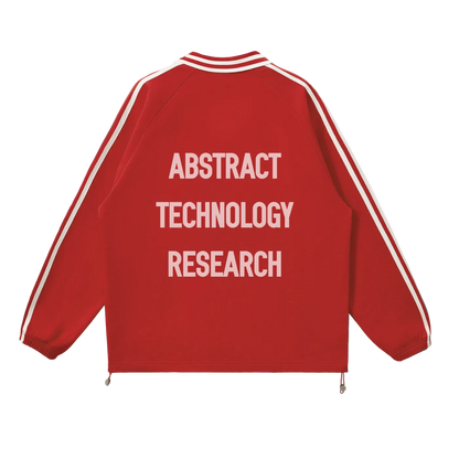 Happily Contrast Striped Lapel Collar Sweatshirt