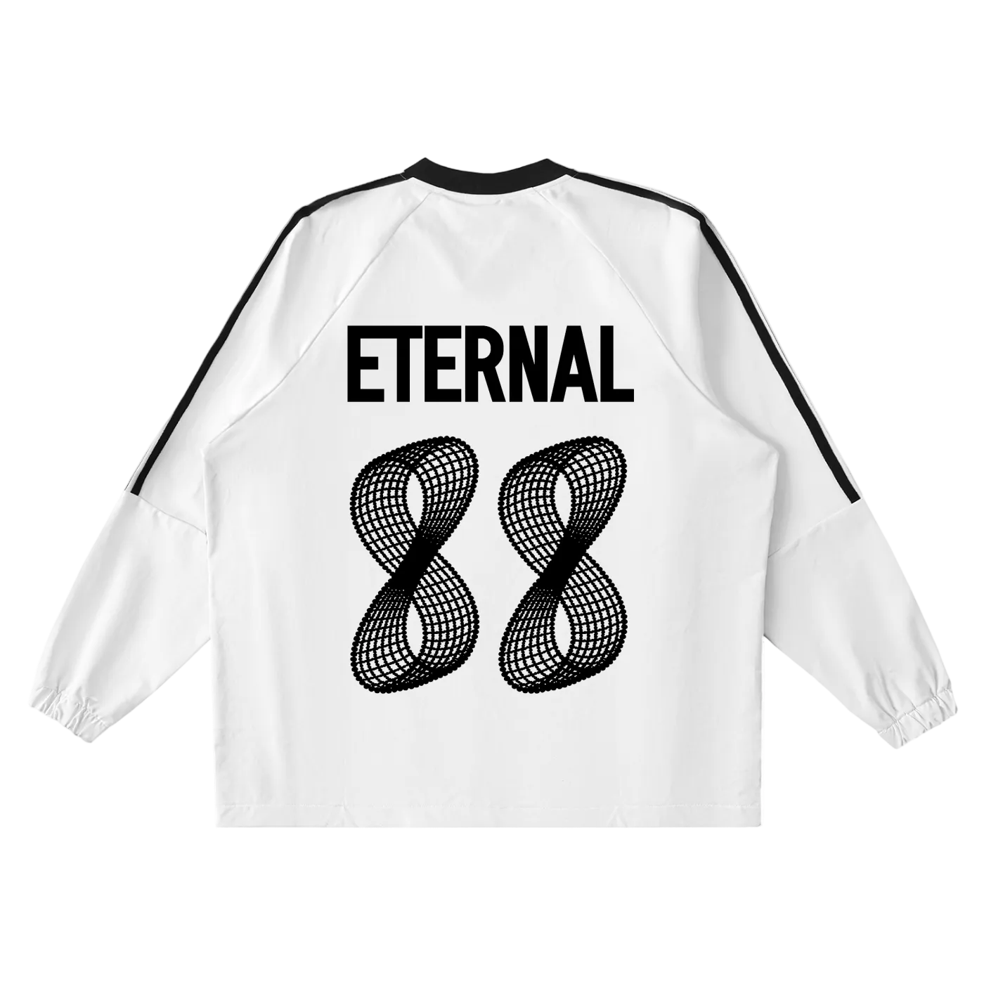 White jacket with 'ETERNAL 88' text and design on a white background