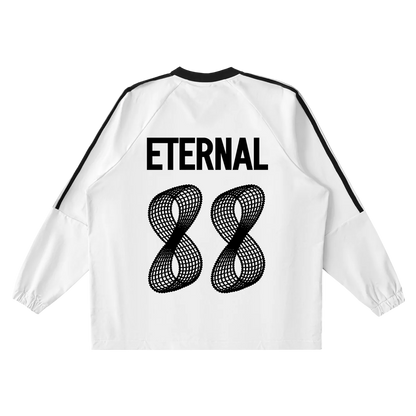 White jacket with 'ETERNAL 88' text and design on a white background