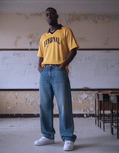 ETERNAL Contrast Collar Striped Soccer Jersey