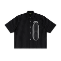 Black pinstripe shirt with 'Eternal' graphic on a white background