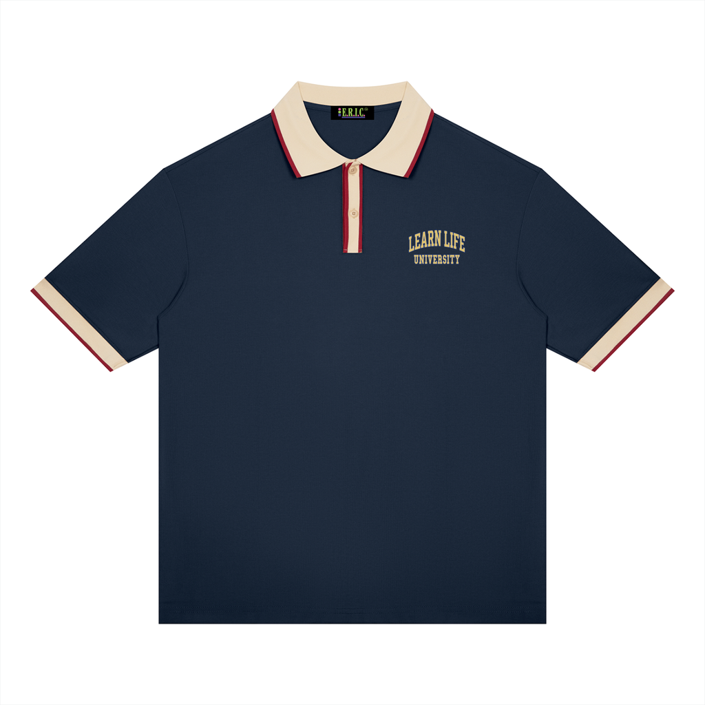 "LEARN LIFE" Color Block Polo Shirt