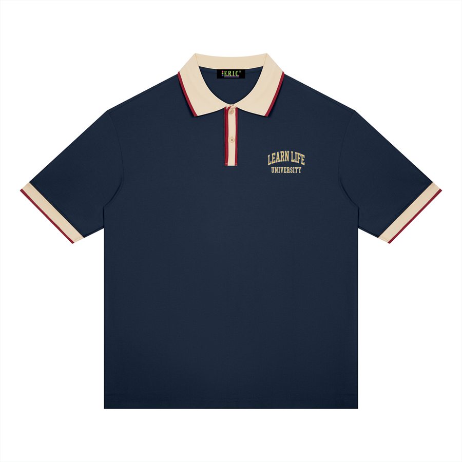 "LEARN LIFE" Color Block Polo Shirt