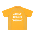 Yellow shirt with 'Abstract Research Technology' text on a white background