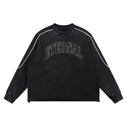 ETERNAL Mineral Wash Piping Raw Hem Sweatshirt