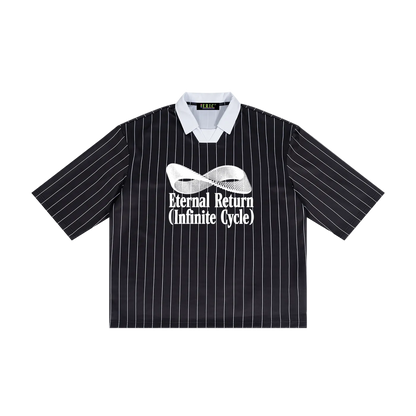 Classic Logo Pinstripe Collared Soccer Jersey
