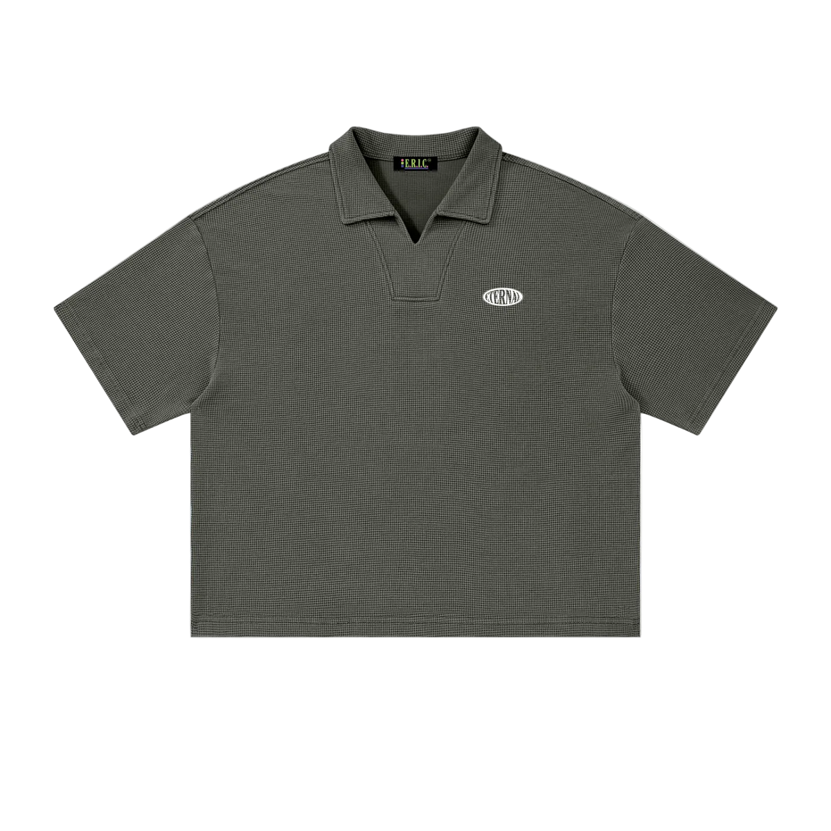 Oval Logo Vintage Wash Waffle Boxy Polo Shirt