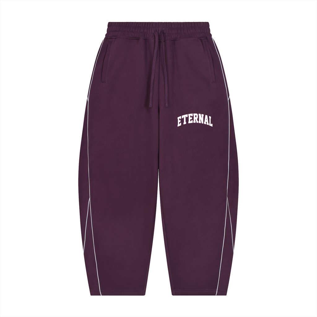 Unisex Piping Fleece Barrel Leg Sweatpants