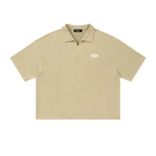 Oval Logo Vintage Wash Waffle Boxy Polo Shirt