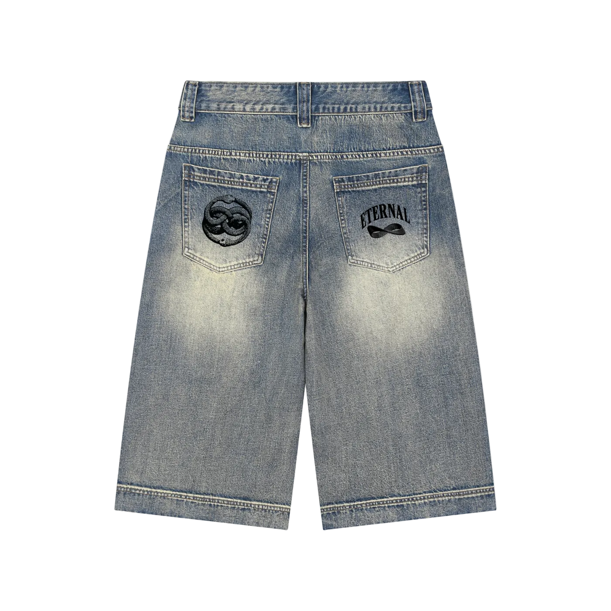 Vintage Wash Baggy Denim Shorts