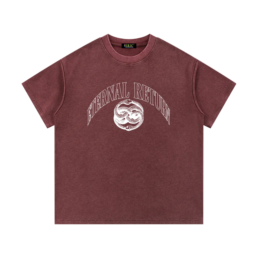 サーペントミネラルウォッシュワッフルニットTシャツ