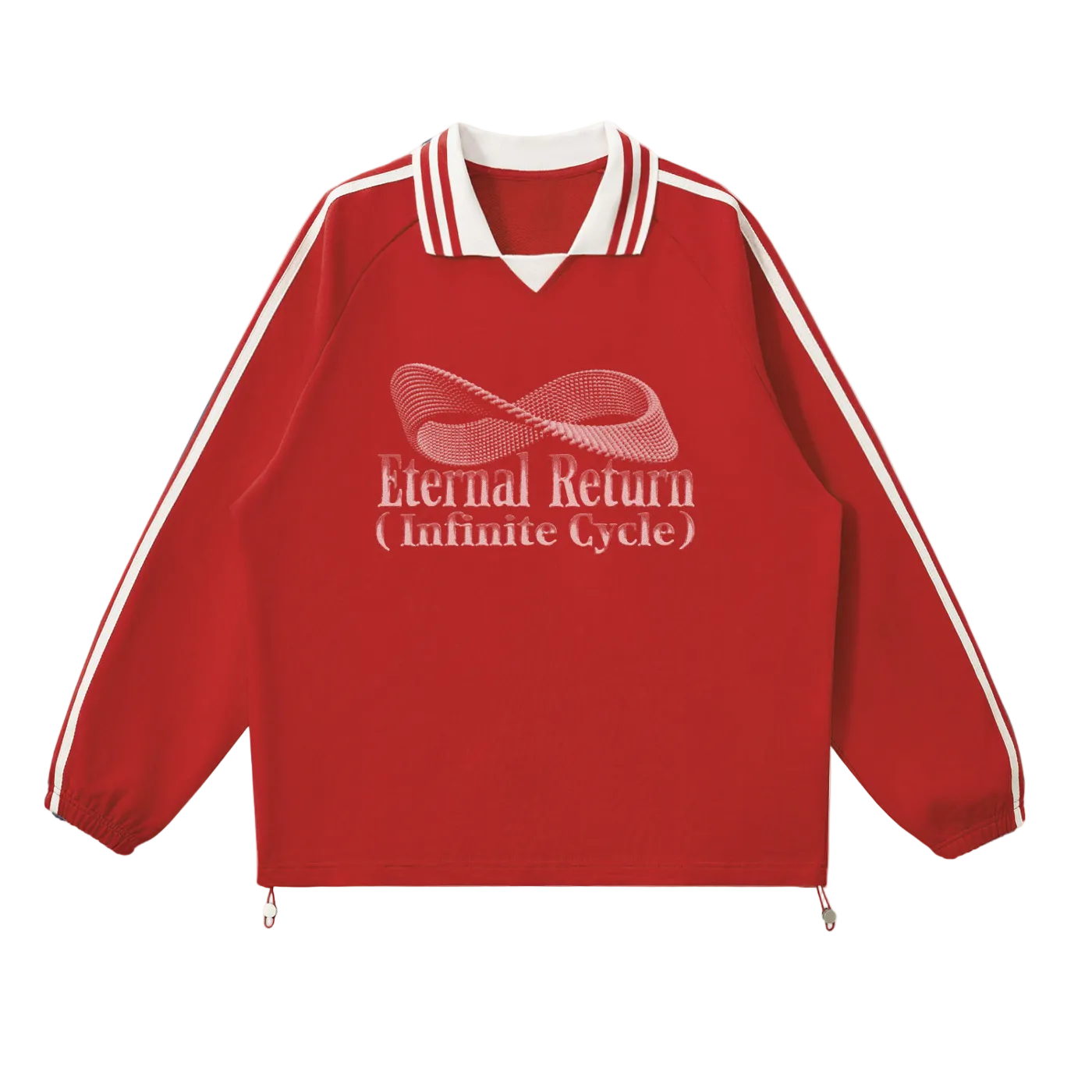 Happily Contrast Striped Lapel Collar Sweatshirt