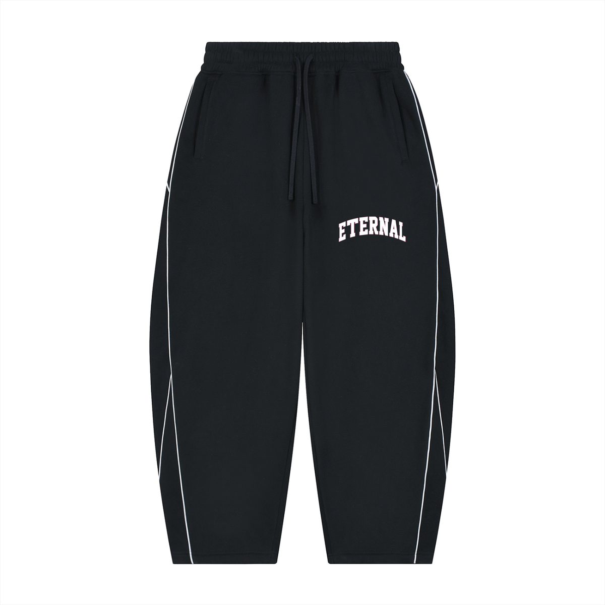 Unisex Piping Fleece Barrel Leg Sweatpants