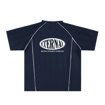 Oval Logo Shadow Stripe Collared Soccer Jersey