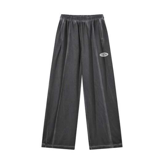Oval Logo Vintage Wash Wide Leg Mesh Sweatpants