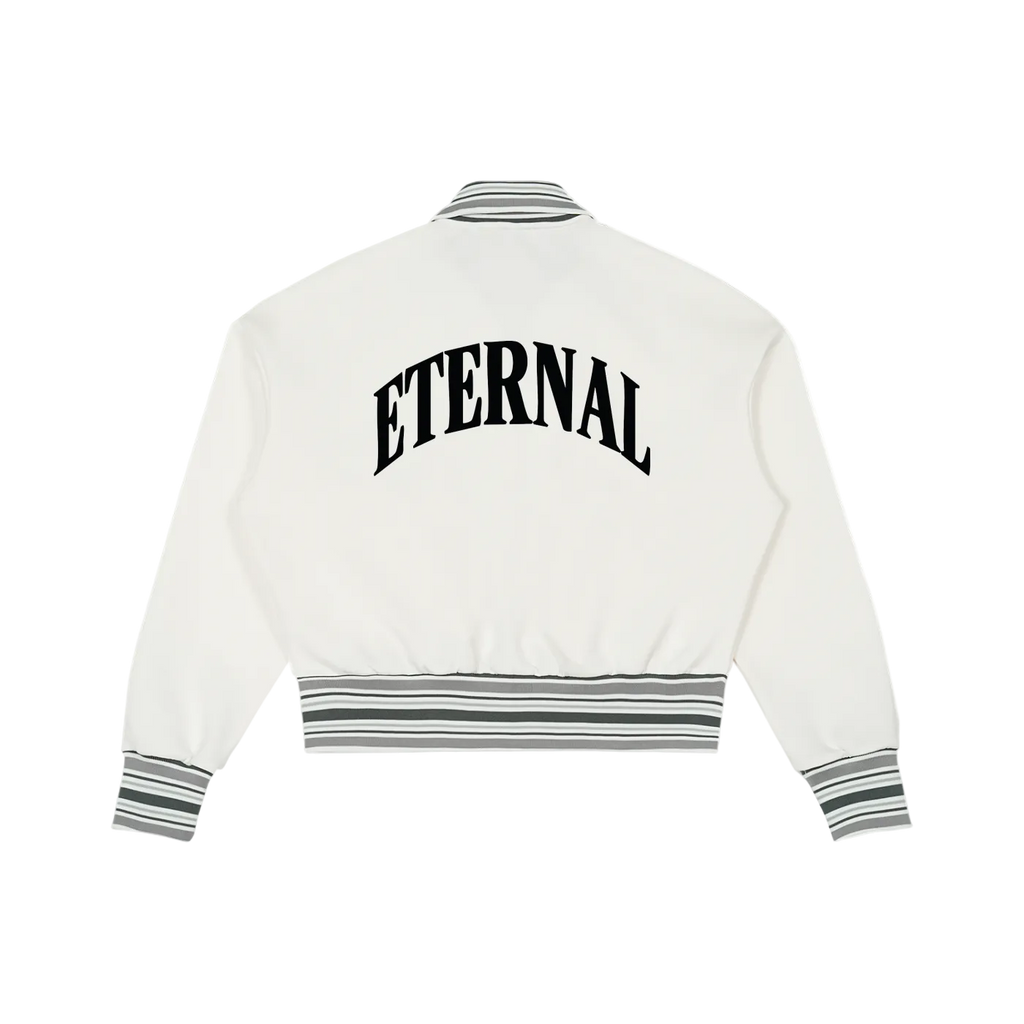 Zip Jacket - ETERNAL Striped Rib Collar Cropped Jacket