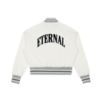 Zip Jacket - ETERNAL Striped Rib Collar Cropped Jacket