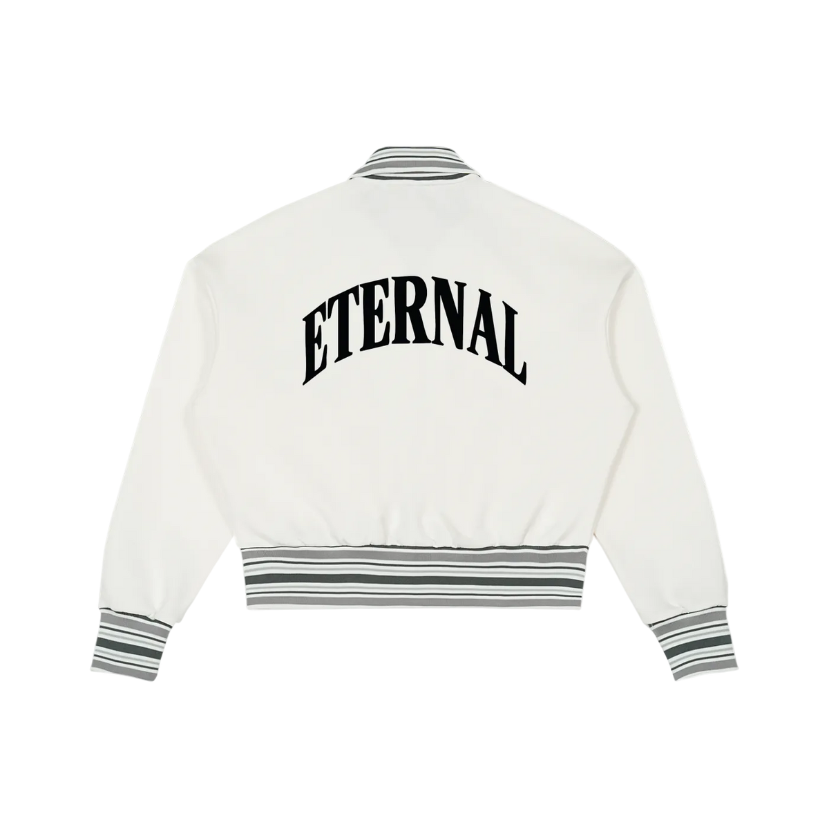 Zip Jacket - ETERNAL Striped Rib Collar Cropped Jacket