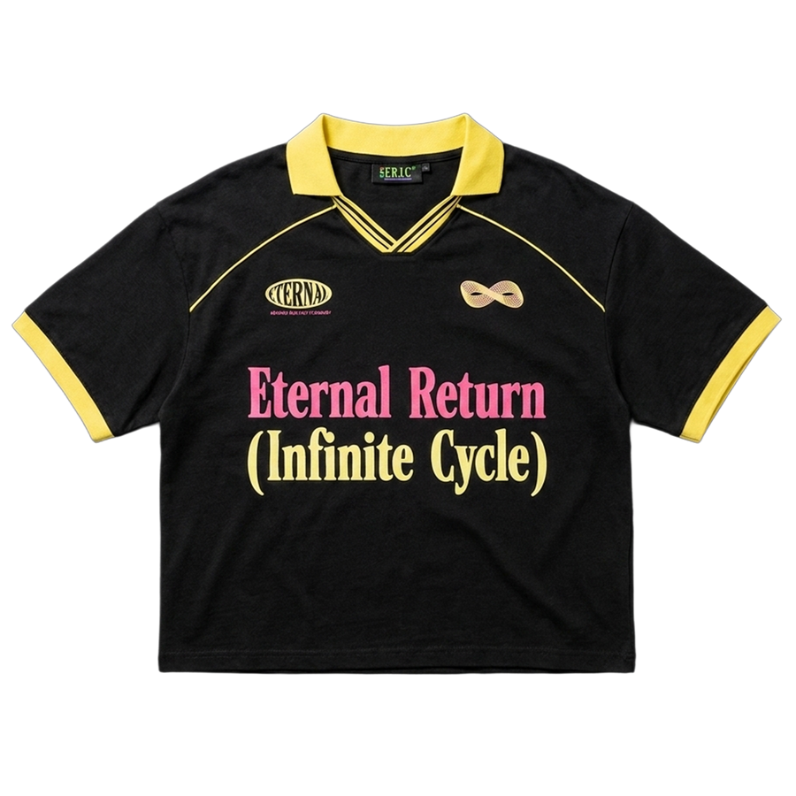 E.R.I.C. カラーパイピング ボクシーサッカーTシャツ