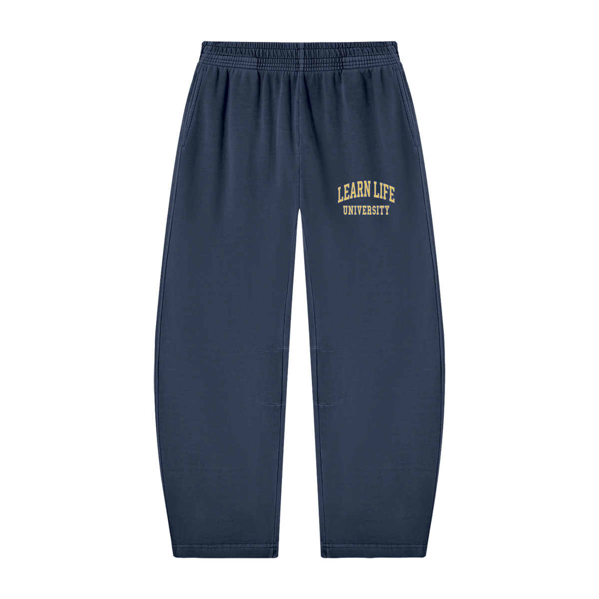 "LEARN LIFE" Vintage Washed Barrel Leg Sweatpants