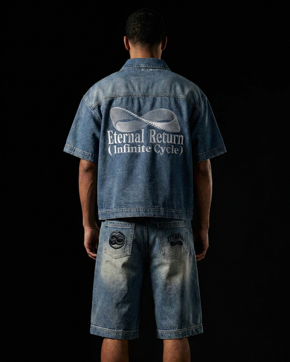 A.R.T. Vintage Wash Boxy Quarter-Zip Denim Shirt