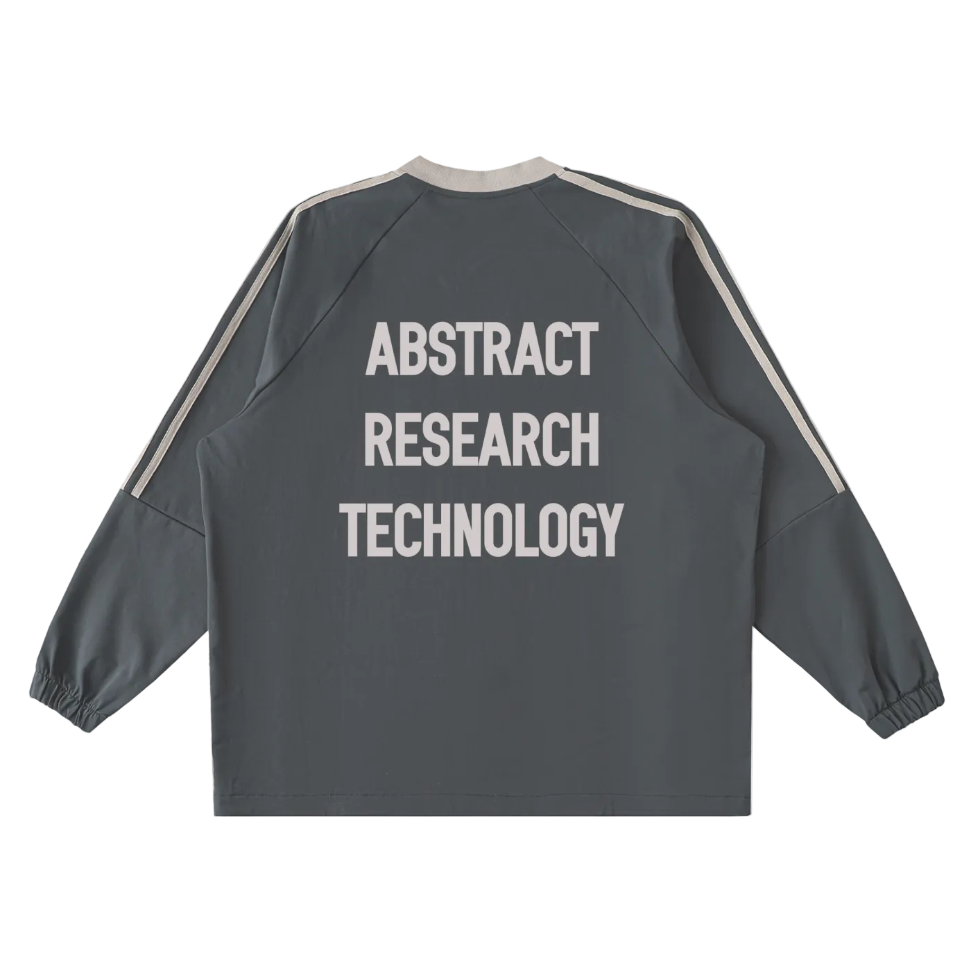 Gray jacket with 'Abstract Research Technology' text on the back against a white background