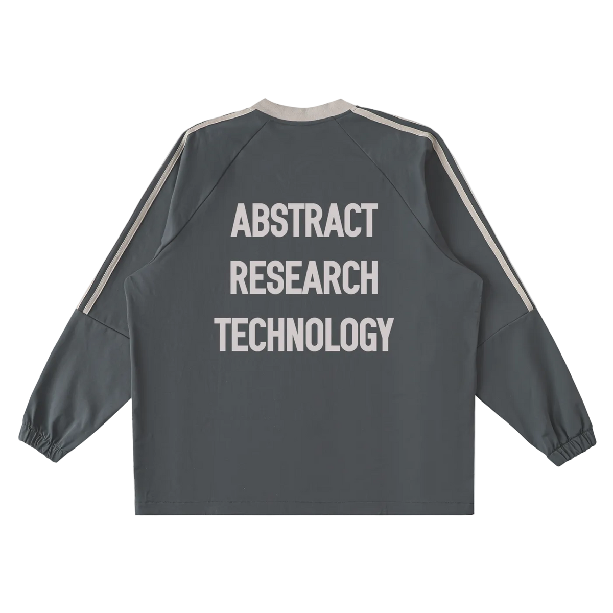 Gray jacket with 'Abstract Research Technology' text on the back against a white background