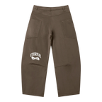 Brown pants with 'Eternal' logo on a white background