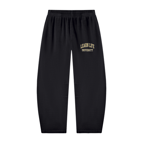 "LEARN LIFE" Vintage Washed Barrel Leg Sweatpants