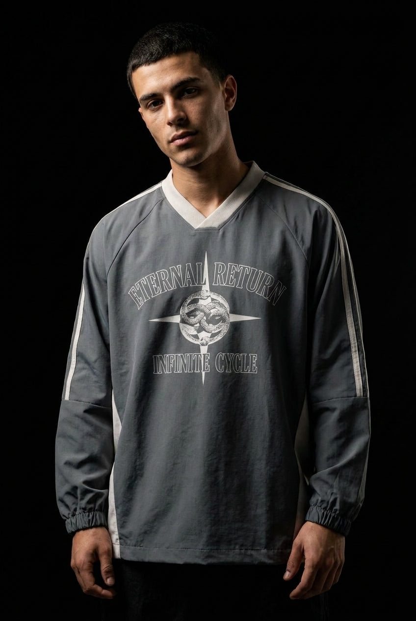Compass Color-Block V-Neck Long-Sleeve Tee