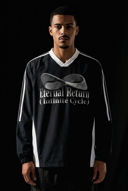 Classic Logo Block V-Neck Long-Sleeve Tee