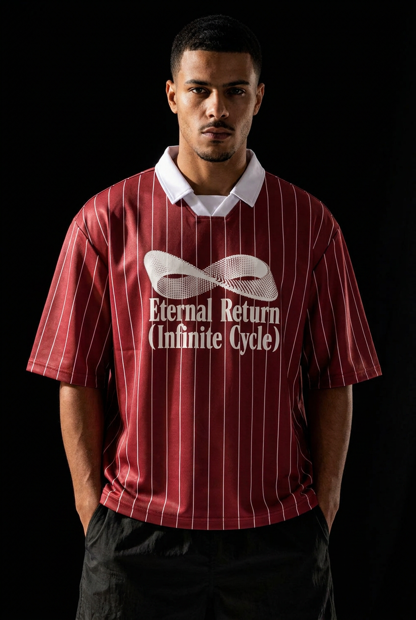 Classic Logo Pinstripe Collared Soccer Jersey