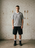 Oval Logo Shadow Stripe Collared Soccer Jersey
