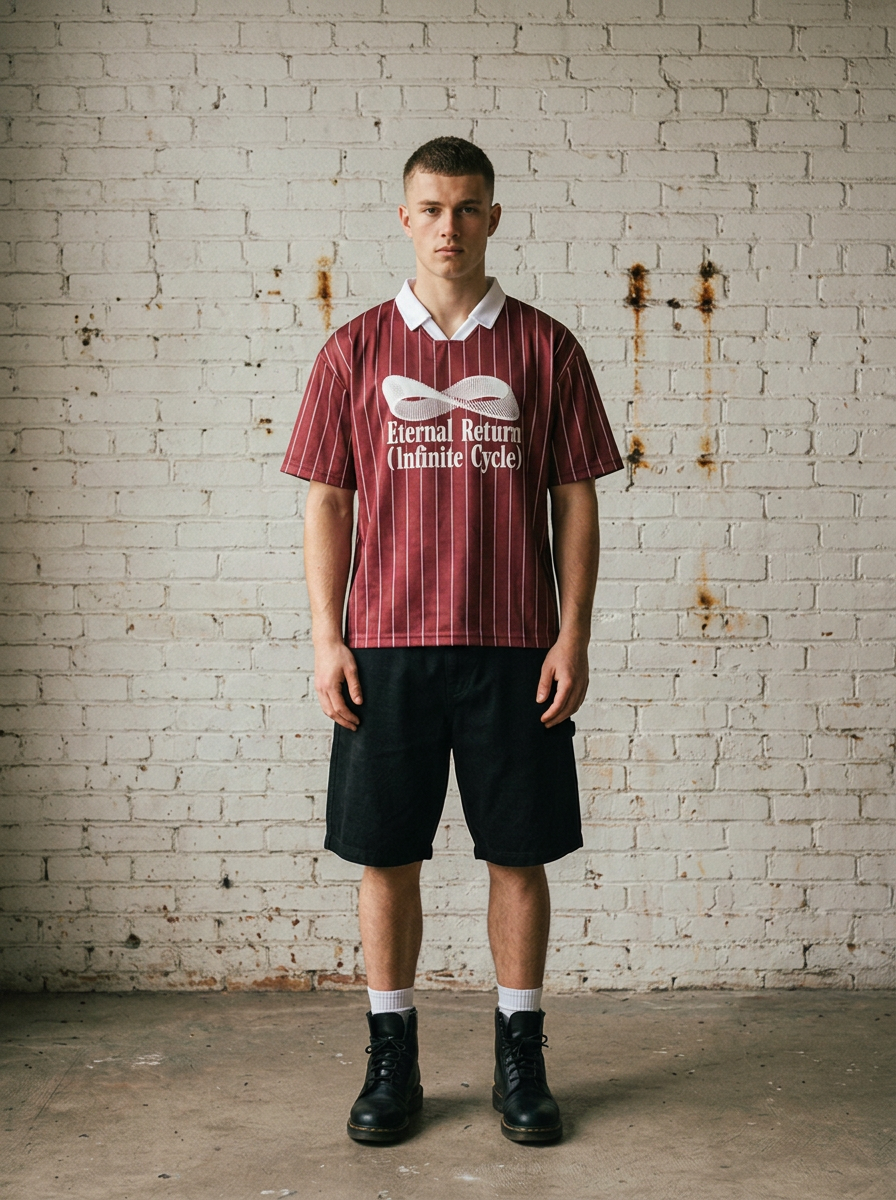 Classic Logo Pinstripe Collared Soccer Jersey