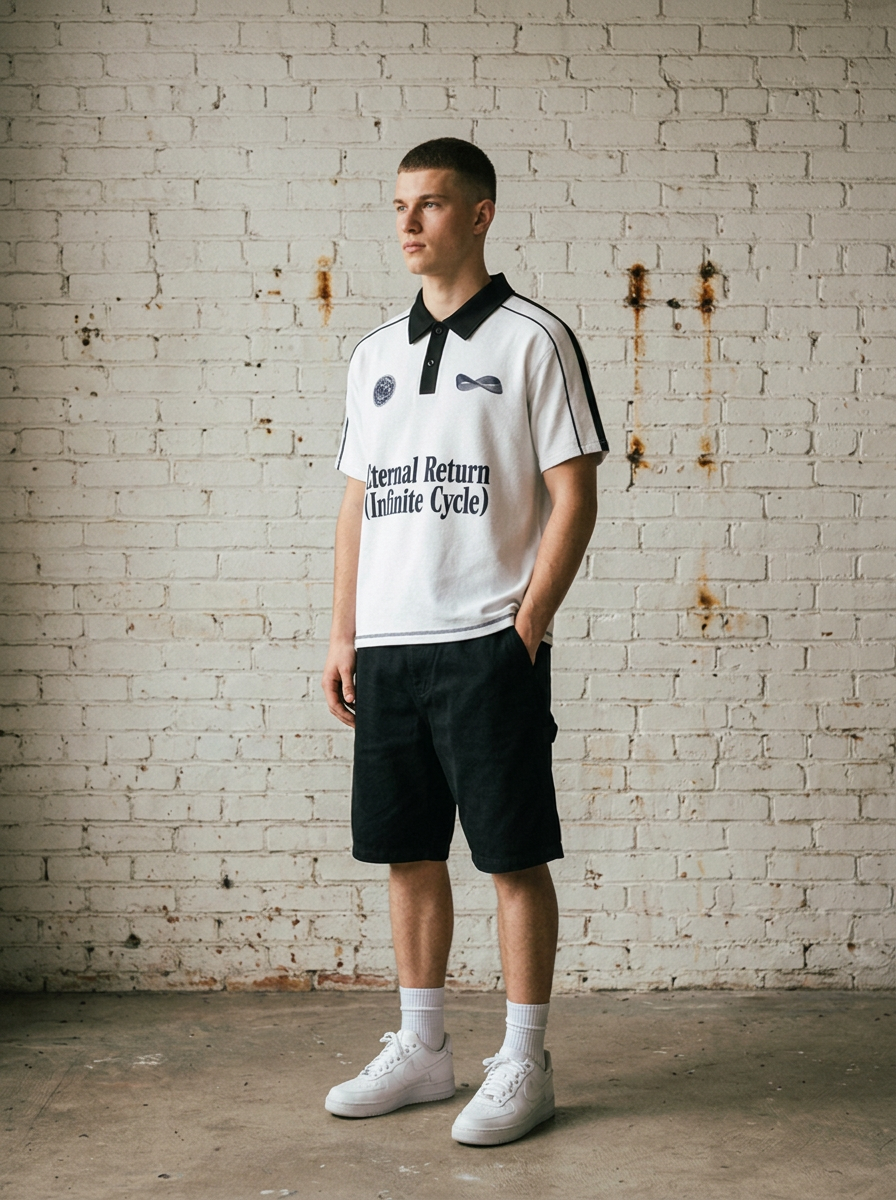 Eternal Contrast Collar Short-Sleeve Polo Shirt