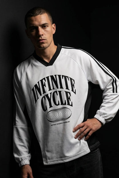 Infinite Cycle Color-Block V-Neck Long-Sleeve Tee